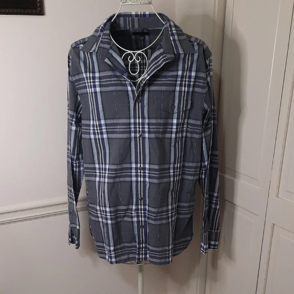 Banana Republic Blue Plaid Casual Button Down Shirt